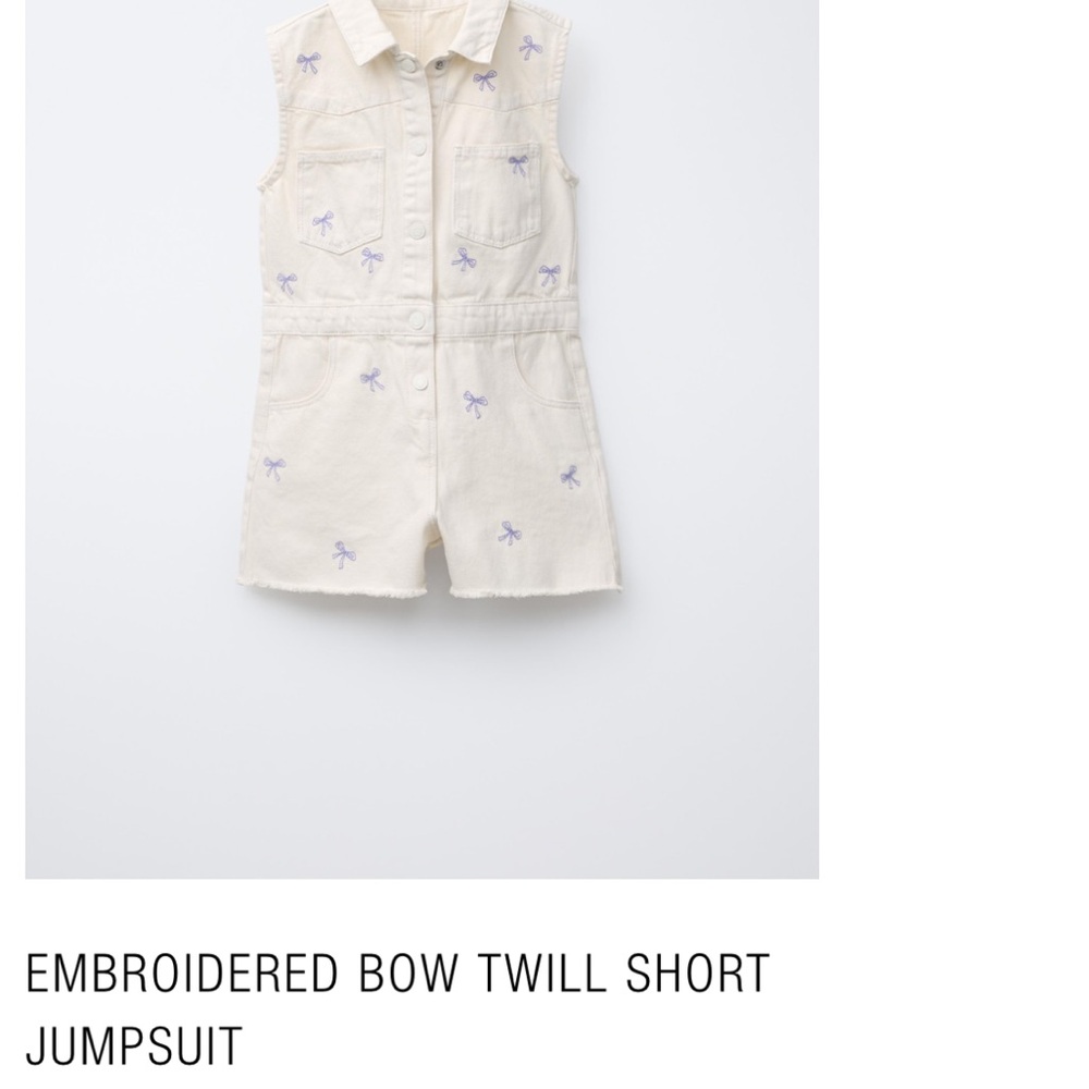 Zara Cream Sleeveless Jumpsuit with Purple Embroidery